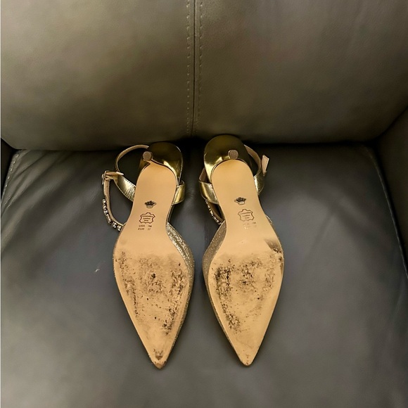 Nina, glitter gold shoes with jewel ankle strap.Size 7. Beautiful shoes. - Picture 4 of 5